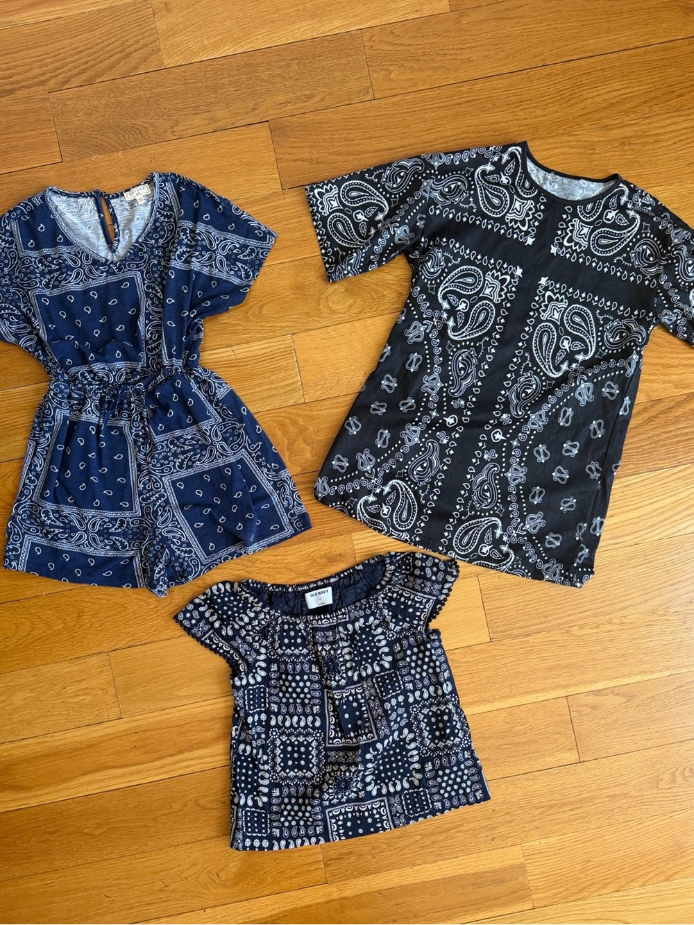 Bandana Print Mix: Navy & Black Short Sleeve  (3-Pack)